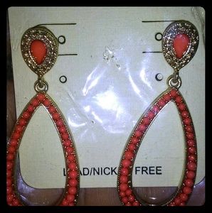 coral colored fashion earrings